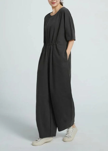 Short Sleeve All-match A-pocket Jumpsuit Pants