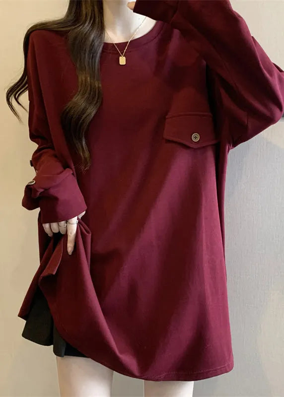 Fitted Mulberry Oversized Wrinkled Cotton Sweatshirts Top Fall