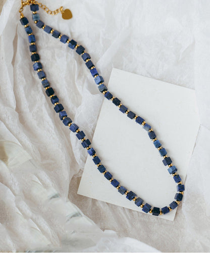 Diy Blue Alloy Gem Stone Beading Gratuated Bead Necklace