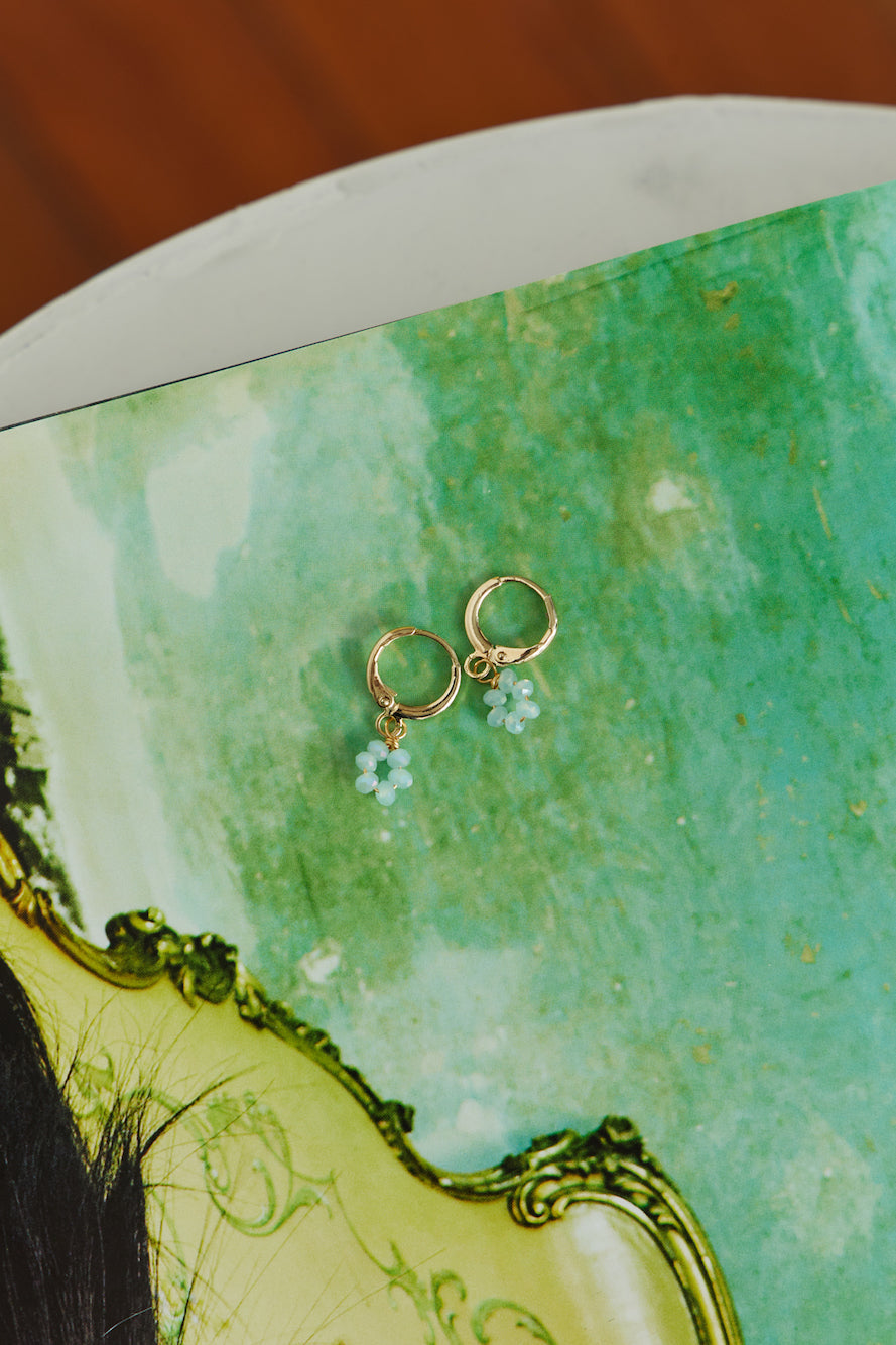 14k Gold Plated Daisy Sweet Earrings Light Blue