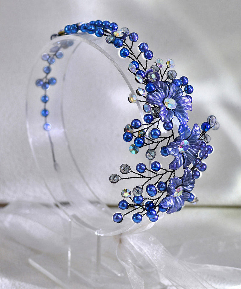 Modern Blue Shell Flower Beading Hairpiece