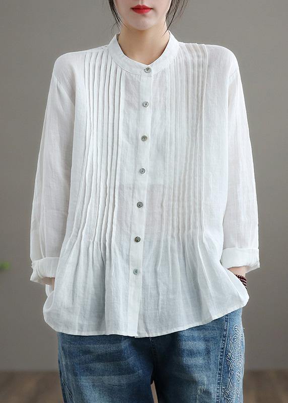 Organic Blue Spring Linen Shirt Tunics Cotton Blouse