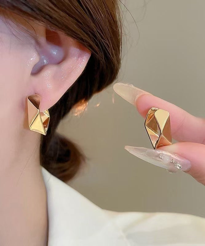 Modern Gold Asymmetric Geometric Alloy Stud Earrings