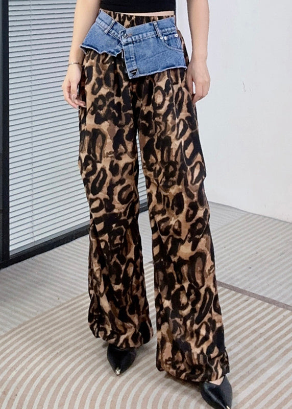Purple Leopard Print Patchwork Pants Summer
