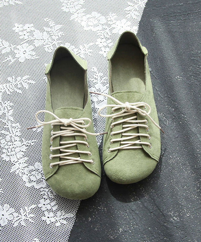 Green Suede Splicing Lace Up Penny Loafers