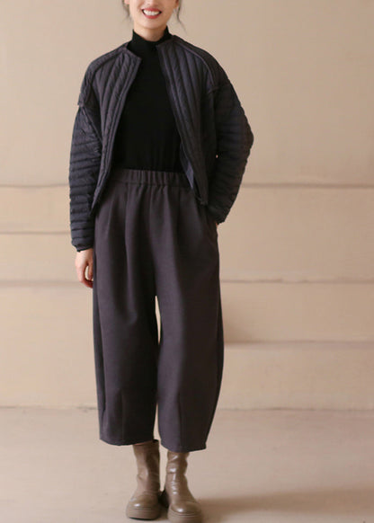 Black Zip Up Warm Duck Down Puffer Coat Winter