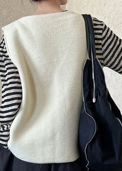 Apricot V Neck Button Knit Vest Autumn