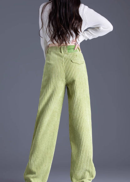 Pink Pockets Corduroy Wide Leg Pants Spring