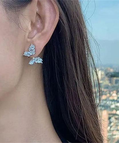 Vogue White Copper Alloy Butterfly Zircon Stud Earrings