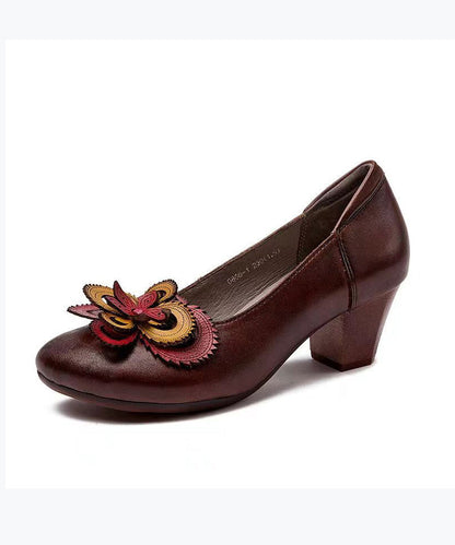 Original Handmade Retro Coffee Chunky Heel