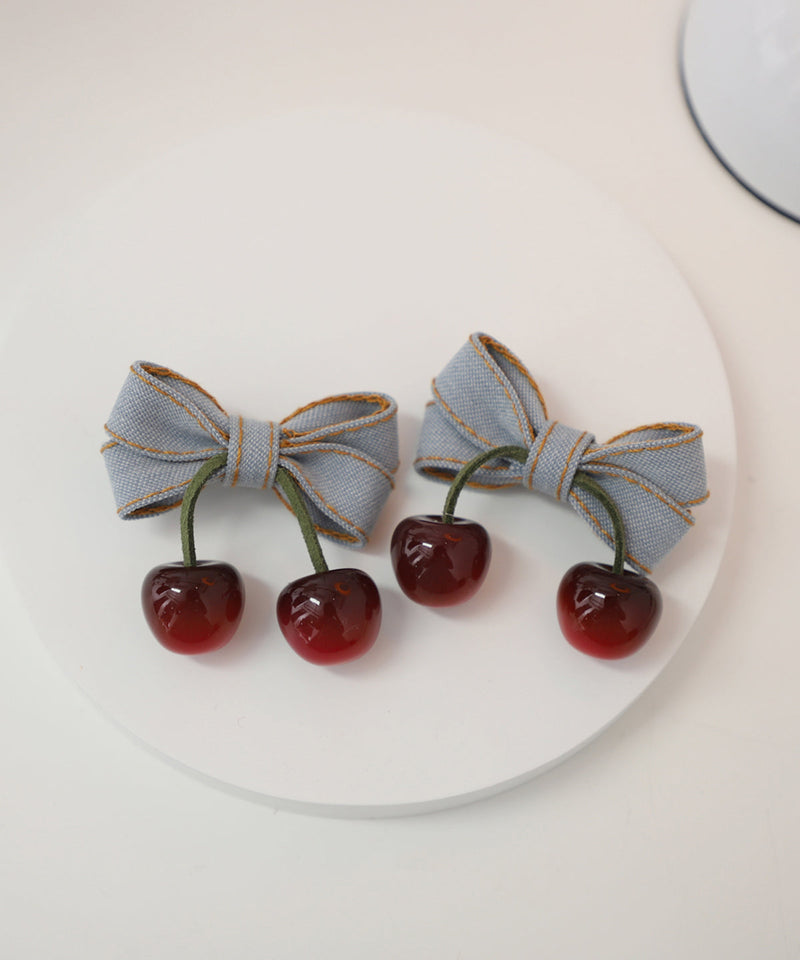 Multicolor Alloy Denim Resin Cherry a Pair Hairpin