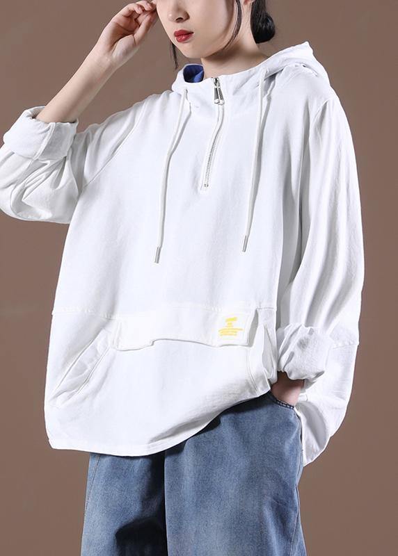 White Classy Pockets Fine Spring Tops