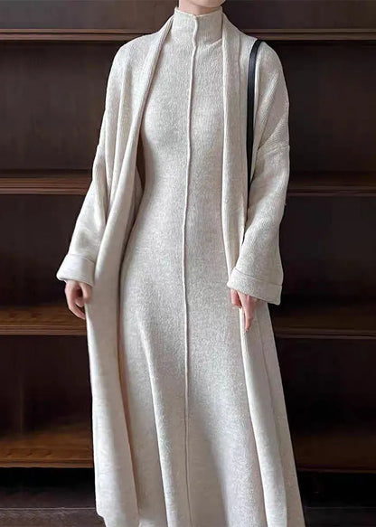 Grey Cozy Knit Two Piece Set Turtleneck