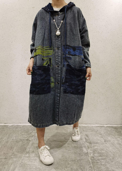 Diy Dark Gray Baggy Hooded Coat