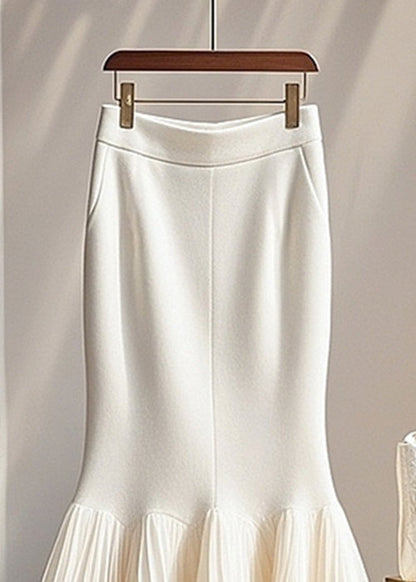 Loose White Tulle Patchwork Fishtail Skirts Spring