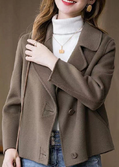 Art Brown Button Woolen Coat Fall