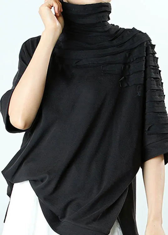 Natural Grey Tasseled Asymmetrical Design Spring Tops Half Sleeve