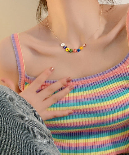 Rainbow Overgild Coloured Glaze Beading Necklace