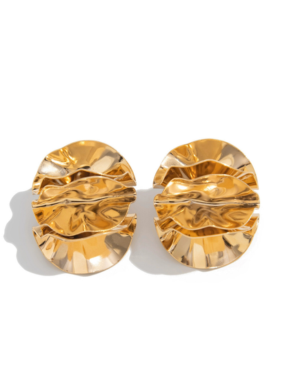 Karalynn Metallic Pleated Flower Earrings