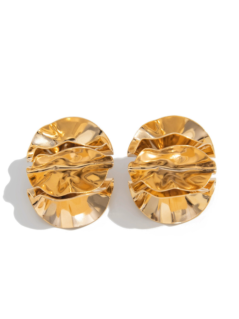 Karalynn Metallic Pleated Flower Earrings