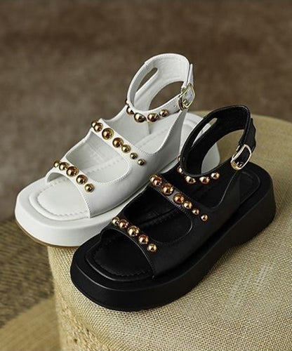 Black Rivet Sandals Soft Platform Sandals
