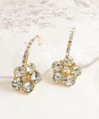 Stylish Gold Copper Overgild Zircon Stud Earrings