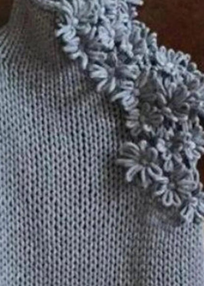 Style Grey Hign Neck Knit Vest Sleeveless