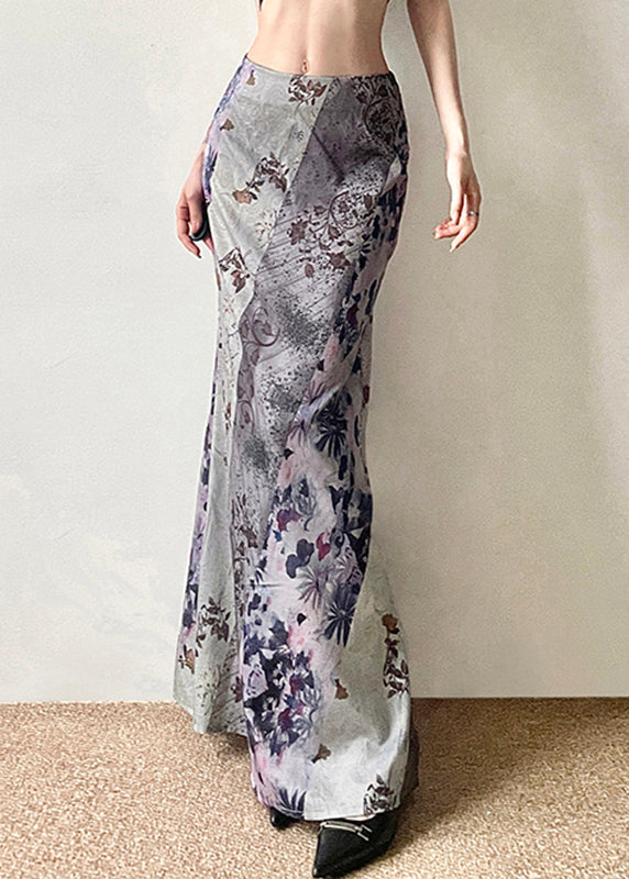 Asymmetrical Print High Waist Patchwork Cotton Skirts Summer