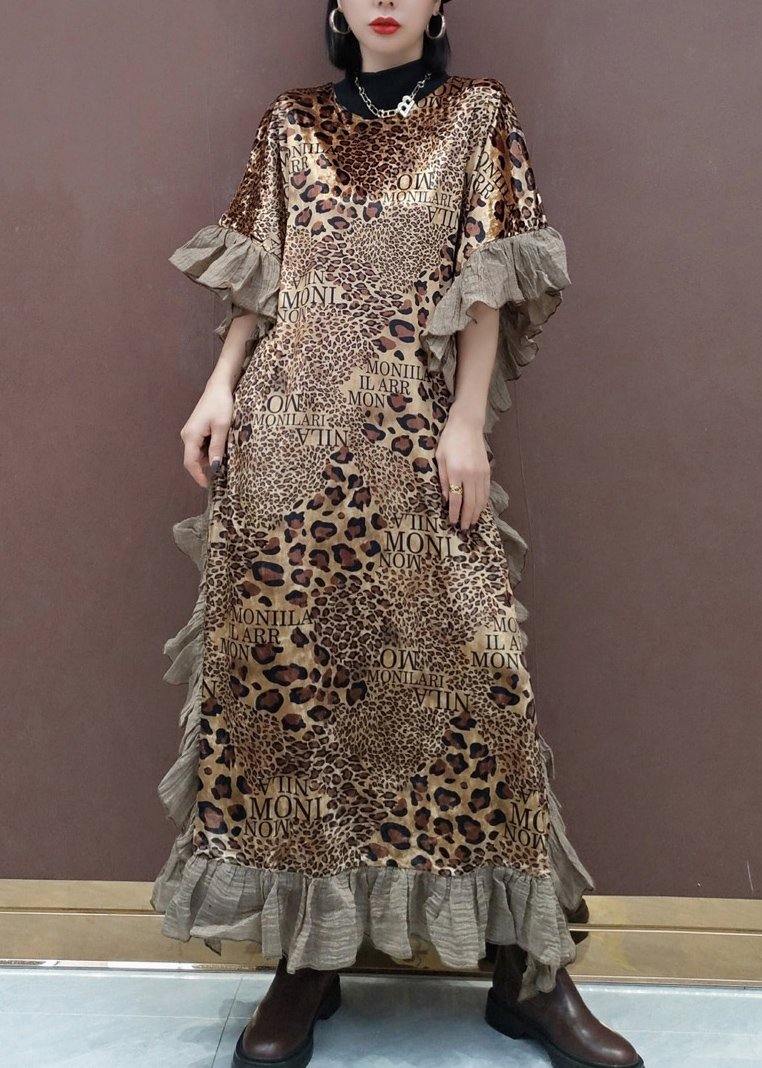 Loose O Neck Ruffles Spring Clothes Lnspiration Leopard Dress
