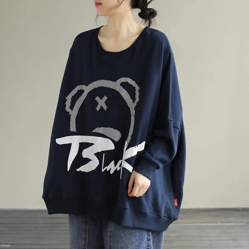 Classy O Neck Cotton Spring Shirts Christmas Gifts Navy Tops