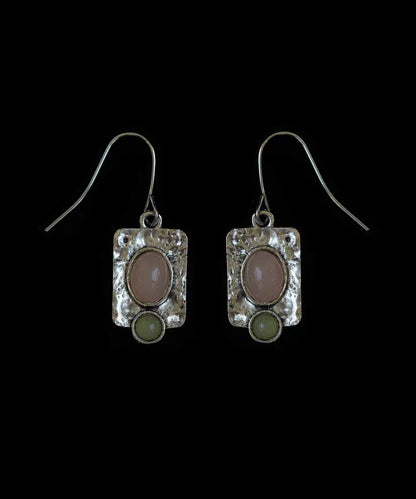 Colorblock Alloy Gem Stone Geometry Drop Earrings
