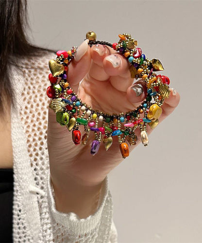 Rainbow Woven Beading Tassel Charm Bracelet