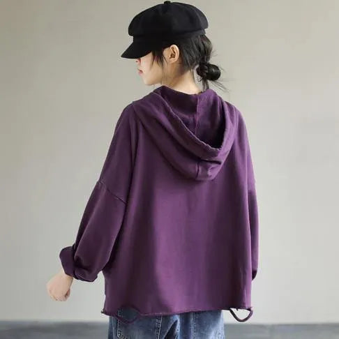 Hooded Hole Spring Top Silhouette Photography Purple Blouses