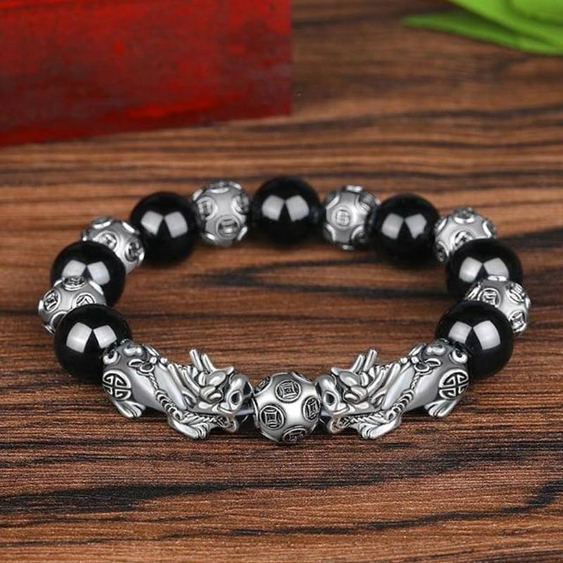 Buddha Stones Tibetan Fengshui Pixiu Obsidian Bracelet