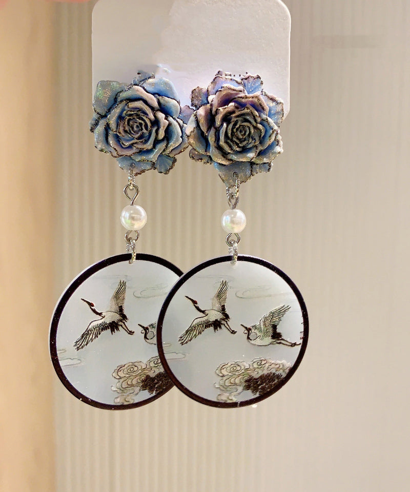 Retro Black Acrylic Pearl Drop Earrings
