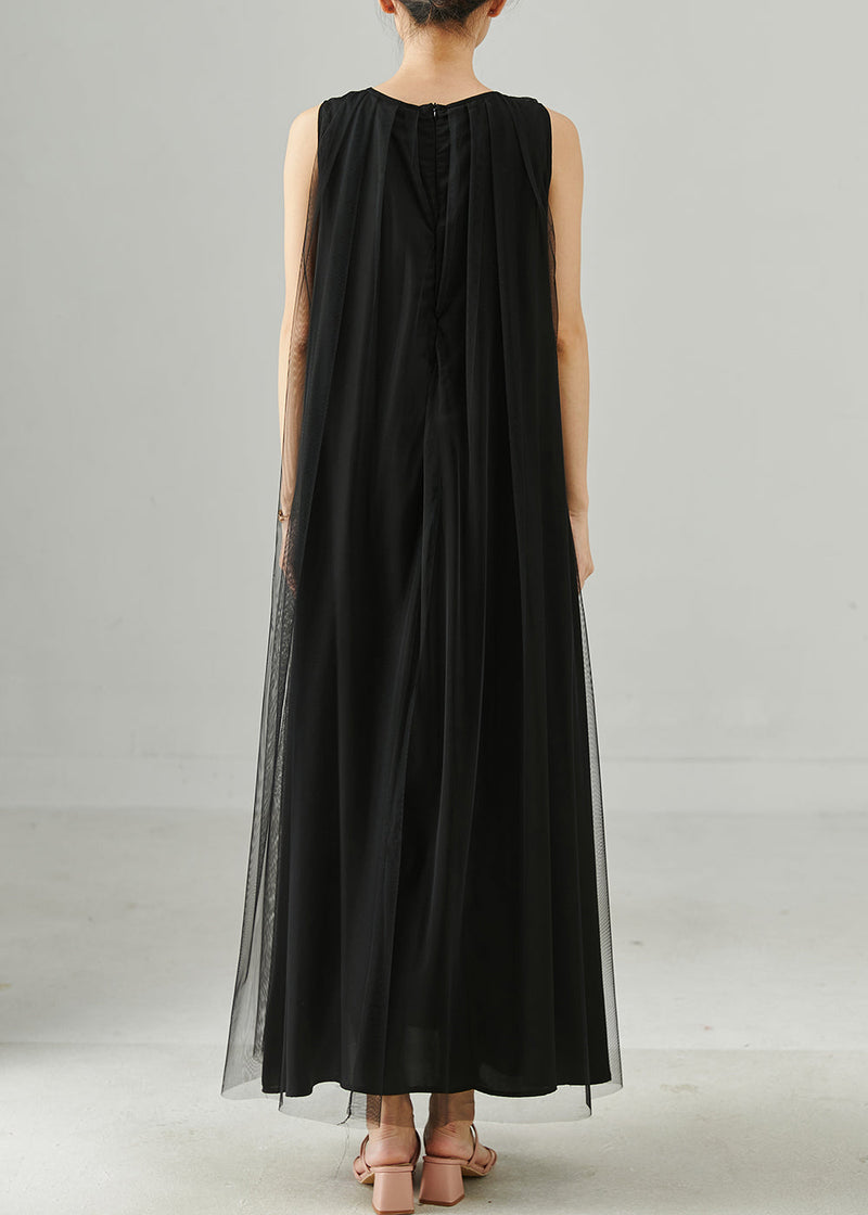 Black Oversized Tulle Maxi Dresses Summer