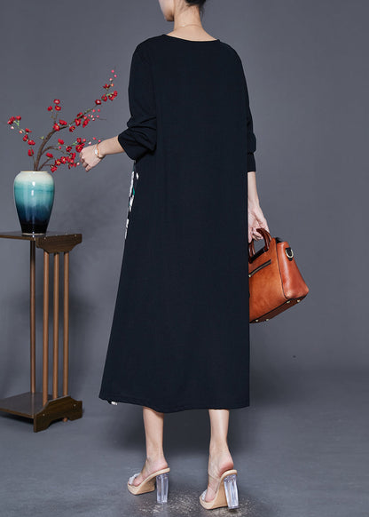 White Oversized Patchwork Cotton Dresses Fall