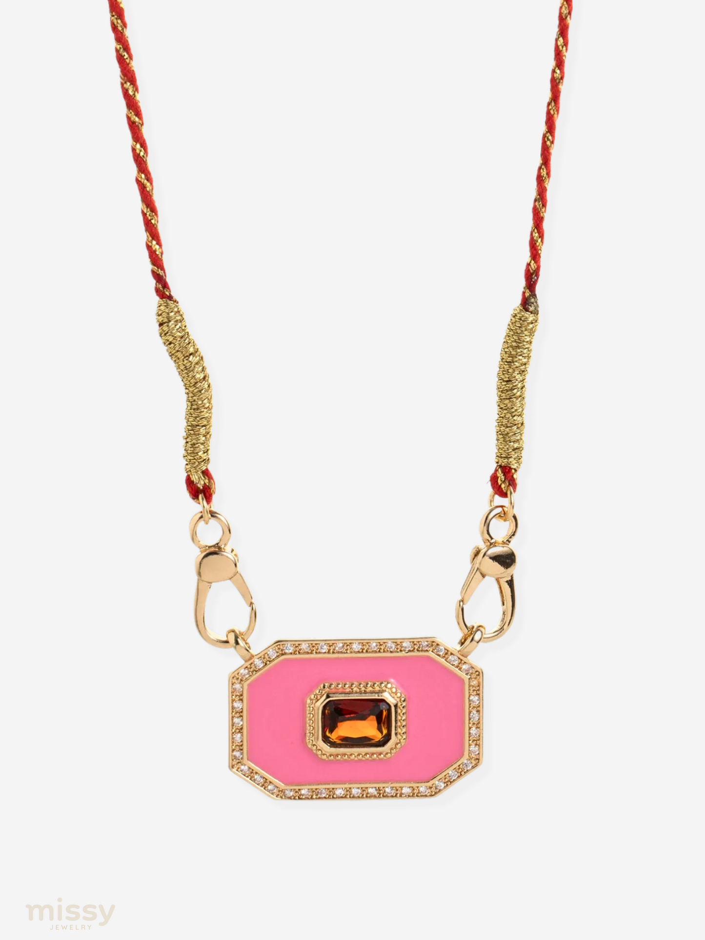 Dafne Geometric Enamel Pendant Necklace
