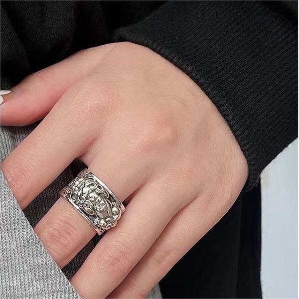 Sterling Silver God of Wealth Mantra Pixiu Rings