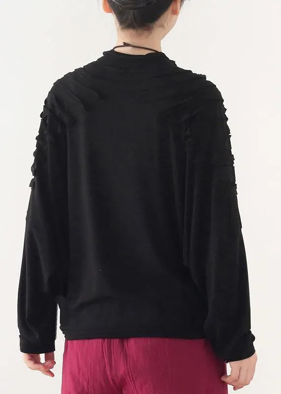 Boutique Black O-neck Fall Cotton Cozy Sweater