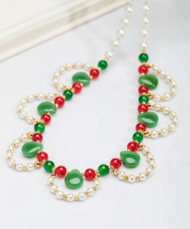 Multicolor Copper Alloy Pearl Beading Pendant Necklace