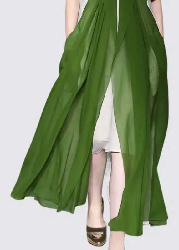 Italian Green Silk Dress Long Sleeves