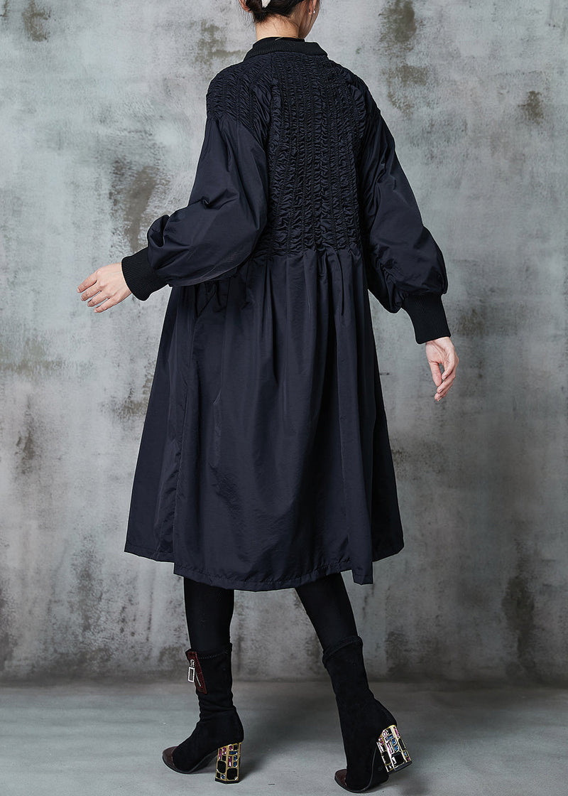 Black Oversized Wrinkled Duck Down Puffers Jackets Winter