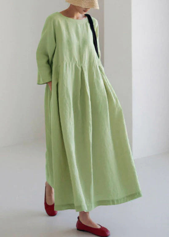 Flower Print5 Cotton Dresses Pockets Patchwork Spring