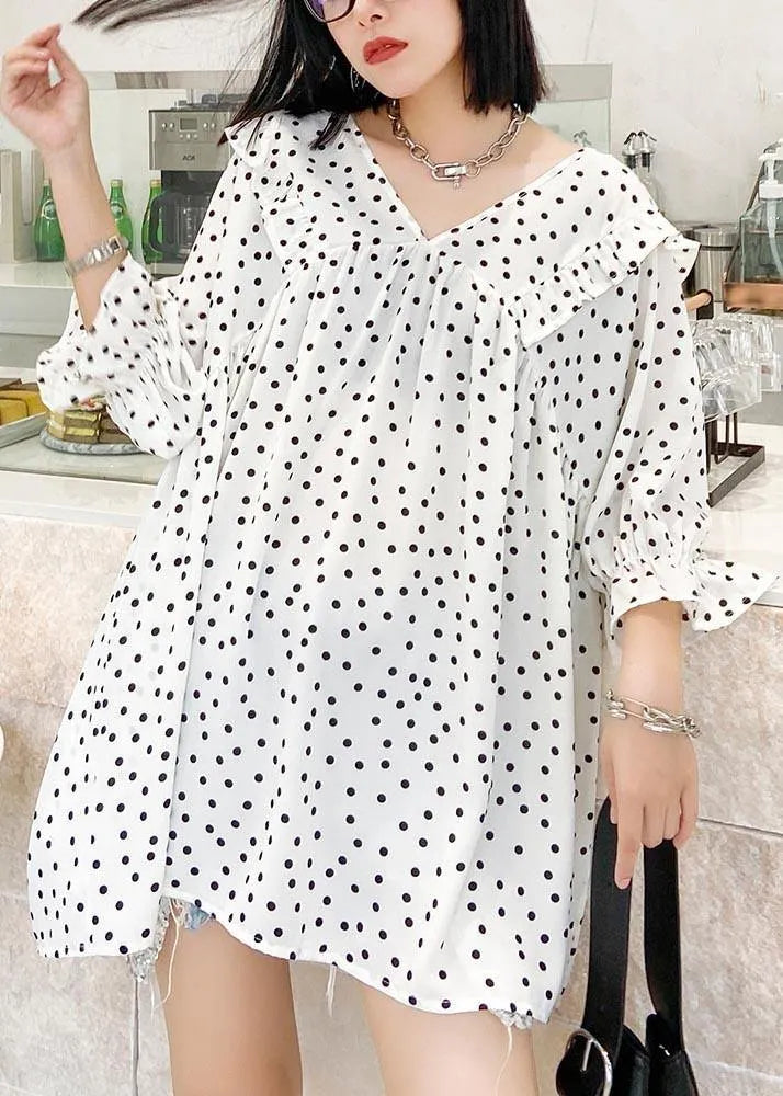 Temperament White Dot Chiffon Shirt