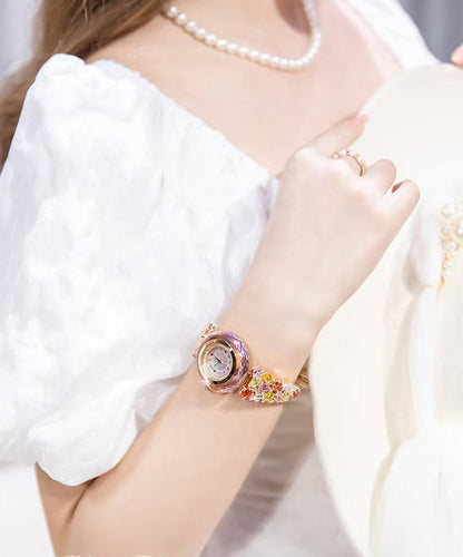 Rainbow Copper Zircon Crystal Tempered Glass Quartz Movement Watch