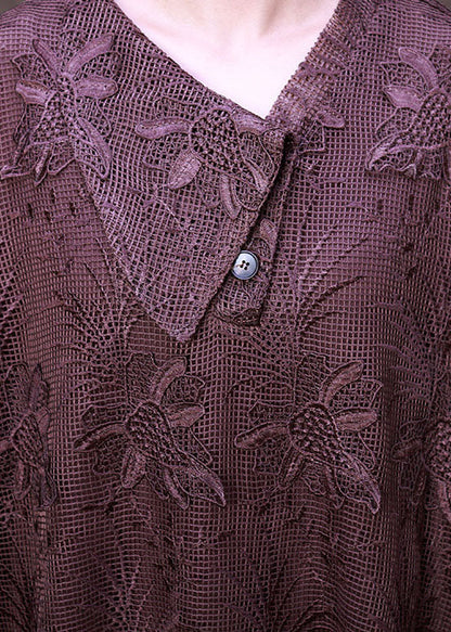 Art Chocolate Asymmetrical Lace Dress Spring