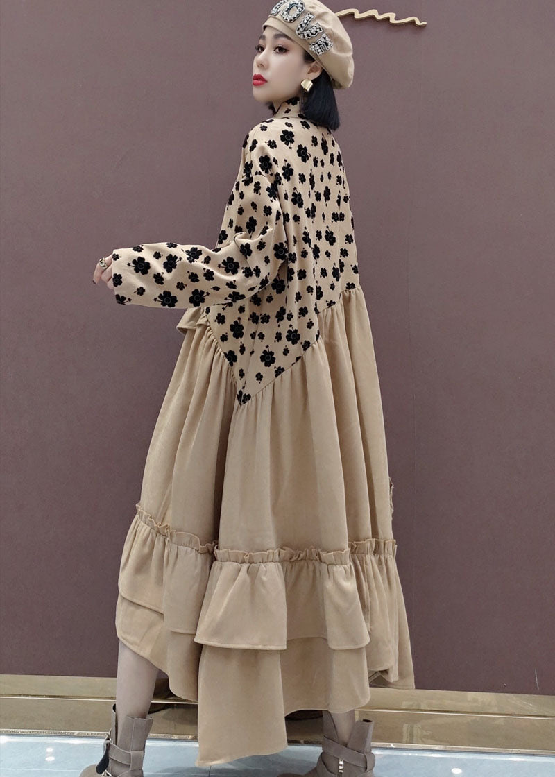 Peter Pan Collar Patchwork Print Shirts Dress Spring