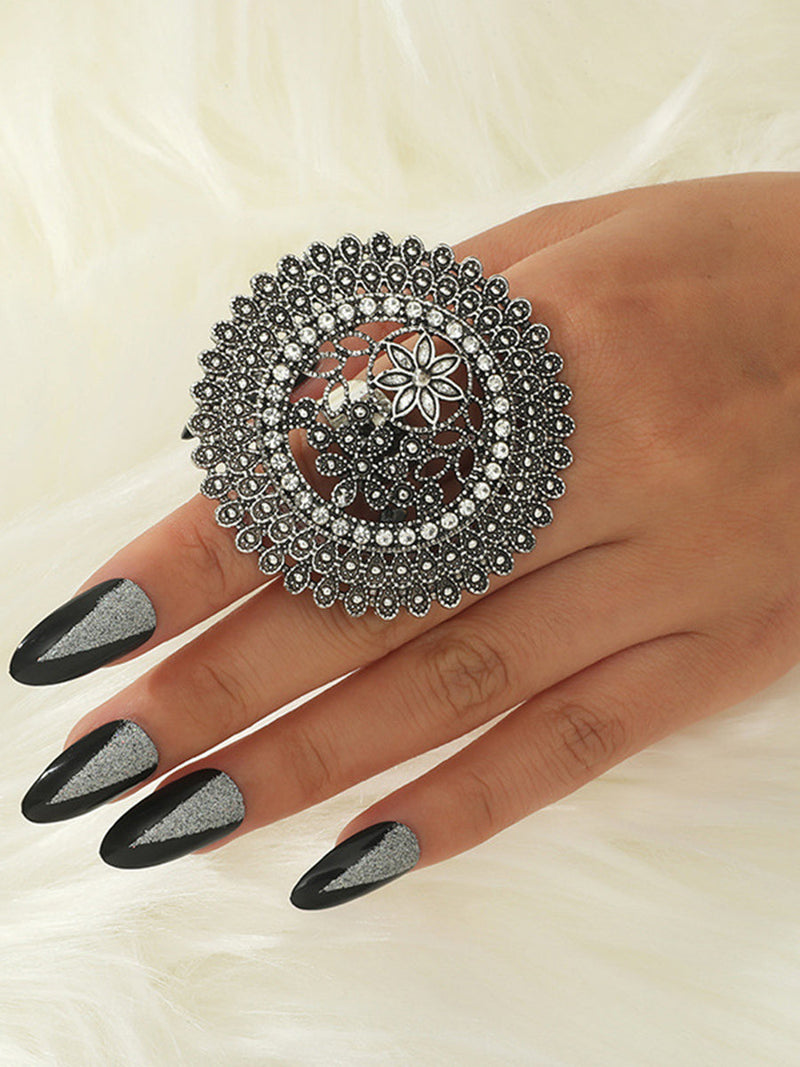 Flower Shape Geometric Hollow Rings Accessories