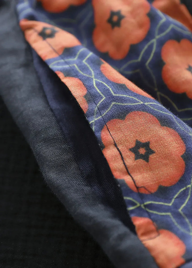 Colorblock Elastic Waist Patchwork Print Linen Skirts Summer
